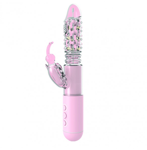 MIZZZEE - Powerful Butterfly Love Retractable Rotating Vibrator (Chargeable - Pink)